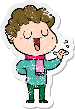 Bir insan tarafından çizilmiş karikatür adamın sıkıntılı çıkartması.