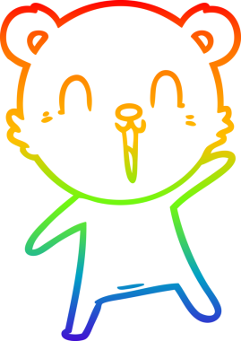 Bir insan tarafından çizilmiş mutlu bir kutup ayısının gökkuşağı gradyanı çizimi