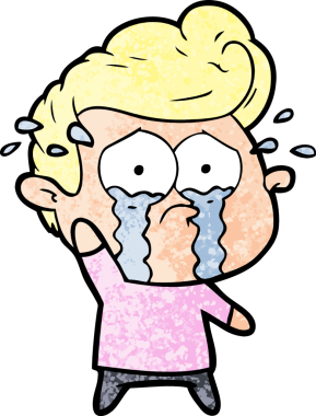 Bir insan tarafından çizilmiş ağlayan bir karikatür.