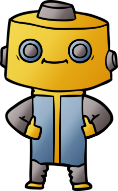 Bir insan tarafından çizilmiş çizgi film robotu