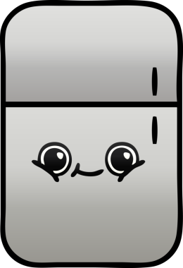 Bir insan tarafından çizilmiş bir buzdolabının gölgelenmiş karikatürü.