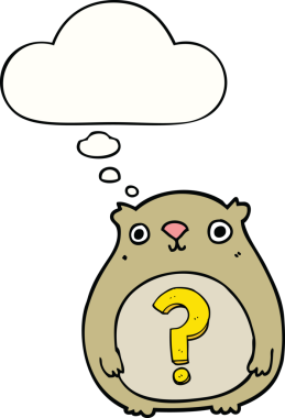 Bir insan tarafından çizilmiş düşünce baloncuğu olan meraklı bir ayı.