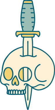 Bir insan tarafından çizilmiş bir kafatasının ikonik dövme şekli