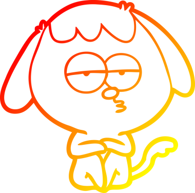 Bir insan tarafından çizilen ve sıkılmış bir köpeğin sıcak çizgi çizimi.