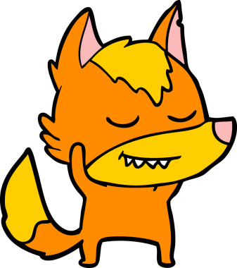 Bir insan tarafından çizilmiş tilki çizgi film karakteri