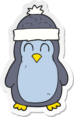 Bir insan tarafından çizilmiş karikatür pengueni çıkartması.