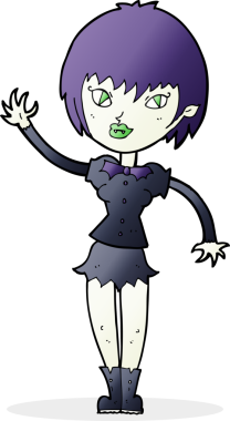 Bir insan tarafından çizilmiş vampir kız çizgi filmi.