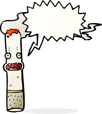 Bir insan tarafından çizilmiş konuşma baloncuklu çizgi film sigarası.