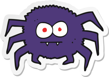 Bir insan tarafından çizilmiş çizgi film örümceğinin çıkartması.