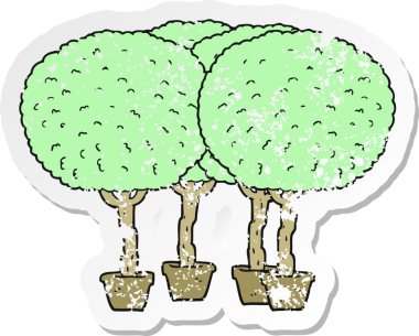 Bir insan tarafından çizilmiş karikatür ağaçlarının gerilmiş yapıştırması.