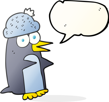 Bir insan tarafından çizilmiş serbest konuşma balonu karikatürü pengueni