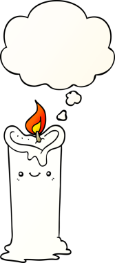 Düşünce baloncuğu olan çizgi film mumu bir insan tarafından çizilmiş.