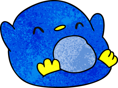 Bir insan tarafından çizilmiş sevimli bir penguenin desenli çizimi kawaii.