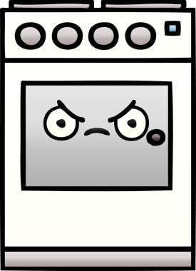 Bir insan tarafından çizilmiş mutfak fırınının gölgelenmiş karikatürü.