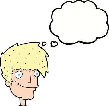 Bir insan tarafından çizilmiş düşünce balonlu gülümseyen adam.