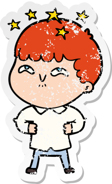 Bir çizgi filmin sıkıntılı çıkartması Bir insan tarafından çizilmiş hayret verici bir çocuk