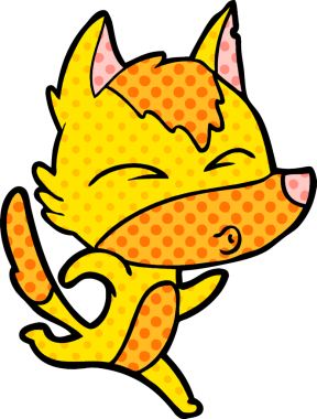 Bir insan tarafından çizilmiş tilki çizgi film karakteri