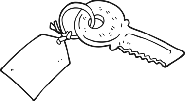 Bir insan tarafından çizilmiş siyah beyaz çizgi film anahtarı