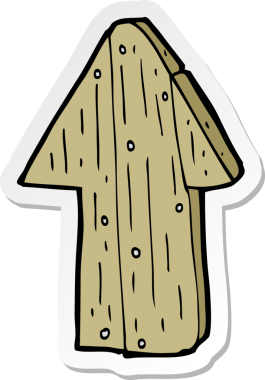 Bir insan tarafından çizilmiş ahşap bir okun çıkartması.