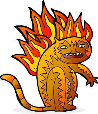 Kaplan bir insan tarafından çizilmiş parlak bir şekilde yanıyor.