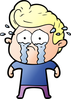 Bir insan tarafından çizilmiş ağlayan bir karikatür.