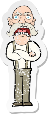 Bir karikatürün gerilimli çıkartması bir insan tarafından çizilmiş yaşlı bir adamı şok etti.