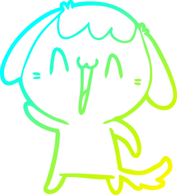 Bir insan tarafından çizilmiş gülen bir köpeğin soğuk gradyan çizimi