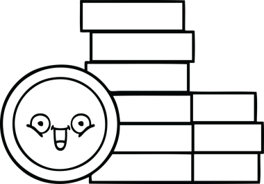 Bir insan tarafından çizilmiş bozuk paraların çizgi çizimi