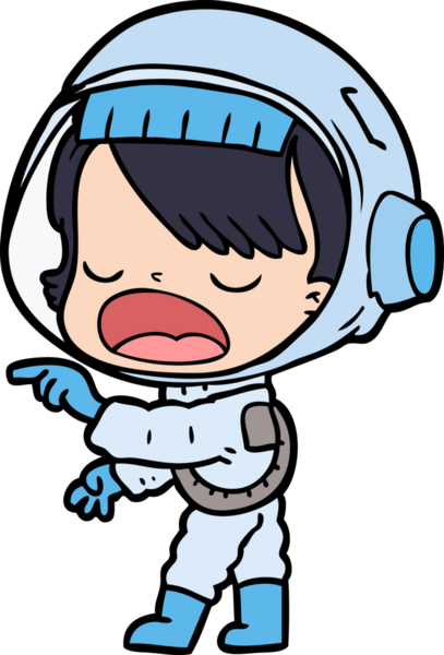 Bir insan tarafından çizilmiş astronot kadın.