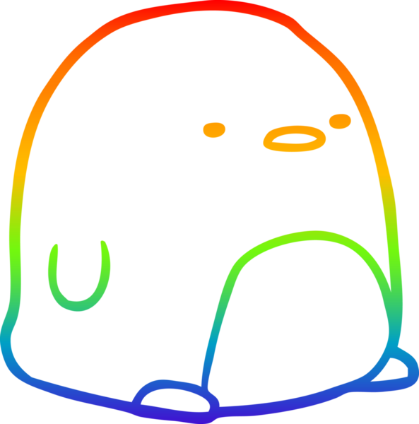 Gökkuşağı gradyan çizgisi Bir insan tarafından çizilmiş sevimli bir penguen