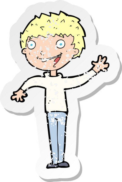 Bir insan tarafından çizilen mutlu çocuk çizgi filminin gerilimli yapıştırması.