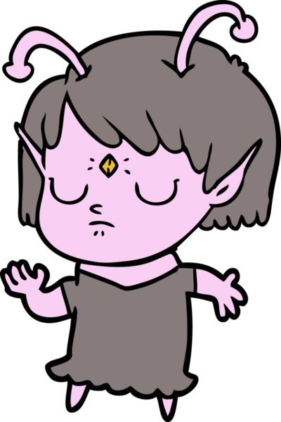 Bir insan tarafından çizilmiş uzaylı kız.