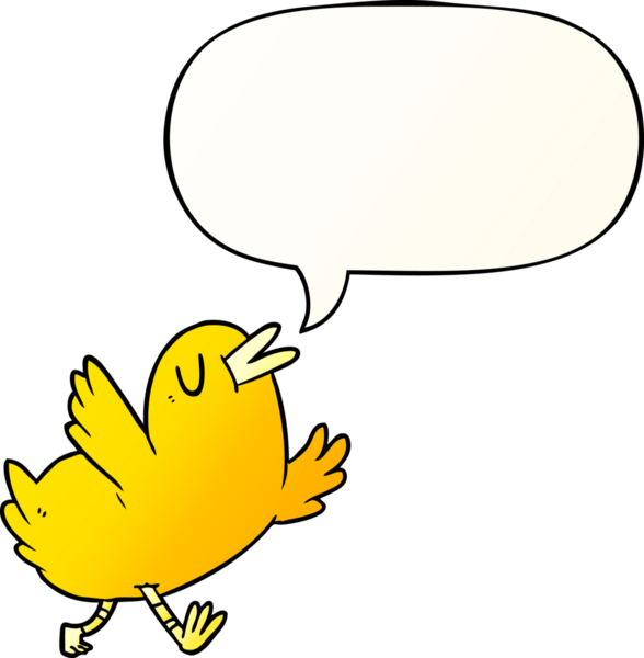 bir insan tarafından çizilmiş yumuşak eğimli konuşma baloncuğu ile çizgi film mutlu kuş