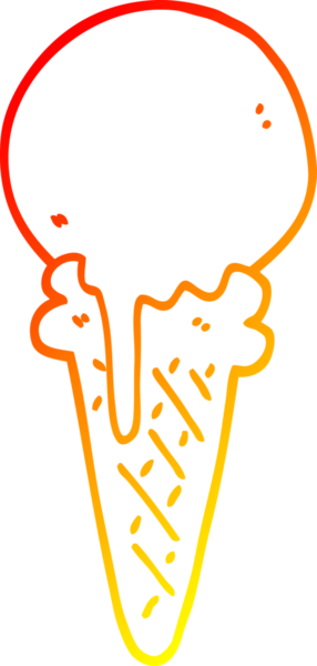 Bir insan tarafından çizilmiş bir dondurma külahının sıcak çizgi çizimi