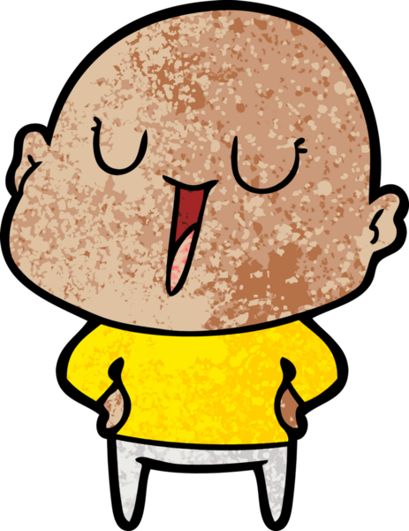 Bir insan tarafından çizilmiş mutlu, kel adam.