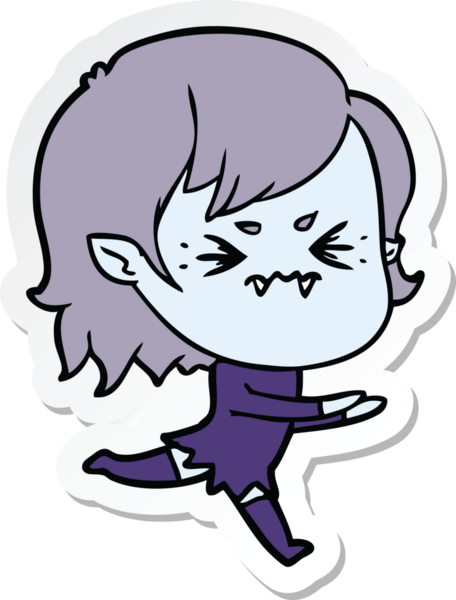 Bir insan tarafından çizilmiş kızgın bir vampir kızın çıkartması.