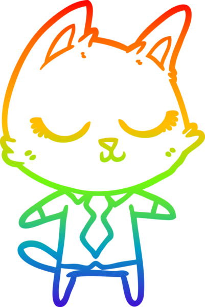 Gökkuşağı gradyan çizgisi bir insan tarafından çizilmiş sakin bir çizgi kedi çizimi