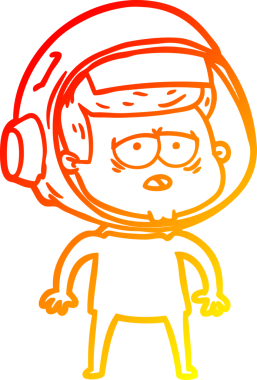 Bir insan tarafından çizilmiş, karikatür, yorgun astronot çizimi.