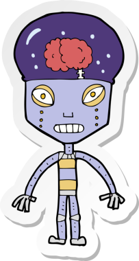 Bir insan tarafından çizilmiş garip robotun çıkartması.