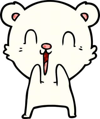 Bir insan tarafından çizilmiş mutlu kutup ayısı çizgi filmi.