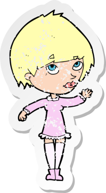 Bir insan tarafından çizilmiş bir karikatür kadının gerilmiş çıkartması.