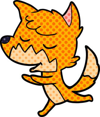 Bir insan tarafından çizilmiş dost canlısı çizgi film tilkisi.