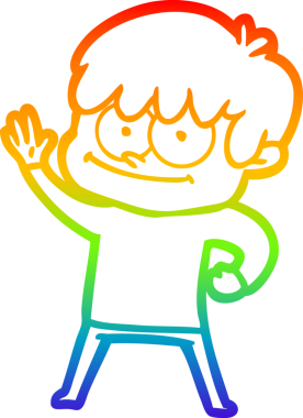 gökkuşağı gradyanı çizimi bir insan tarafından çizilmiş mutlu bir çizgi film adamı