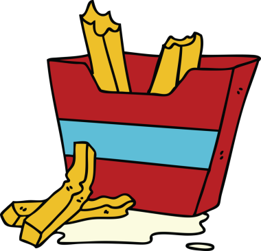 Bir insan tarafından çizilmiş garip çizgi film patates kızartması.