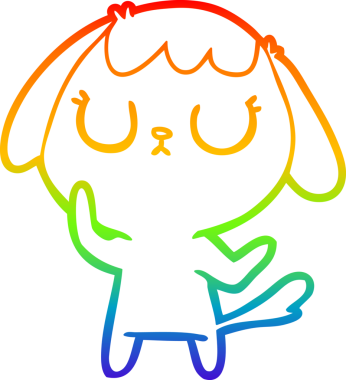 Gökkuşağı gradyan çizimi. Bir insan tarafından çizilmiş şirin bir köpek çizimi.