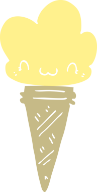 Yüzü bir insan tarafından çizilmiş düz renkli çizgi film dondurması.