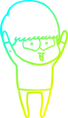 Bir çizgi film karakteri çizen soğuk çizgi bir insan tarafından çizilmiş mutlu çocuk.