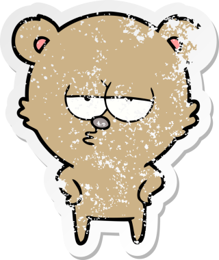 Bir insan tarafından çizilmiş sıkılmış bir ayı çizgi filminin sıkıntılı çıkartması.