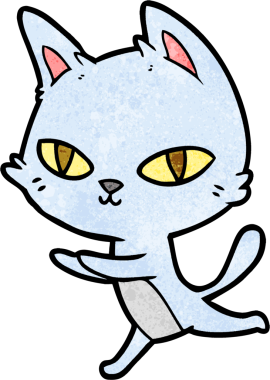 Bir insan tarafından çizilmiş çizgi film kedisi.