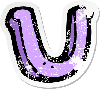 Bir insan tarafından çizilmiş U harfinin gerilimli yapıştırması.